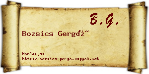 Bozsics Gergő névjegykártya